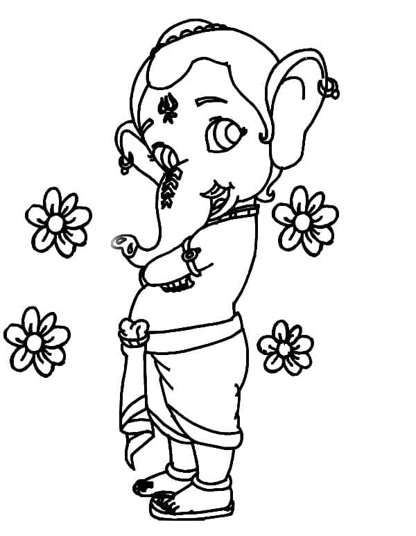 Adorable Ganesha coloring page