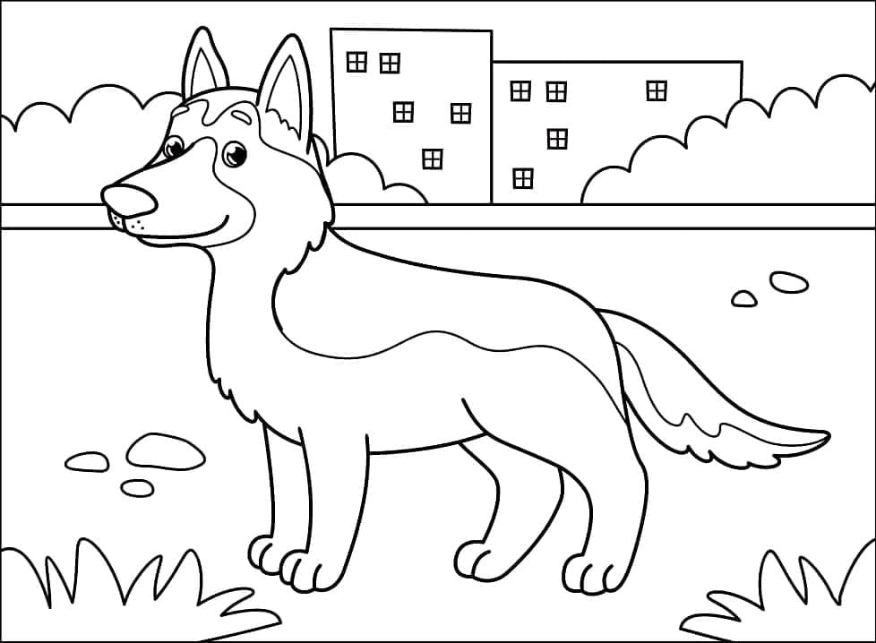 Adorable German Shepherd coloring page