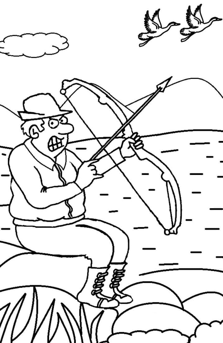 Angry Hunter coloring page