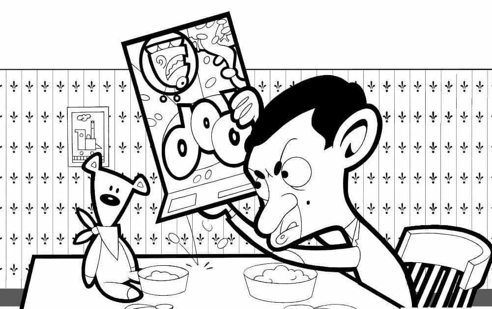 Angry Mr Bean coloring page