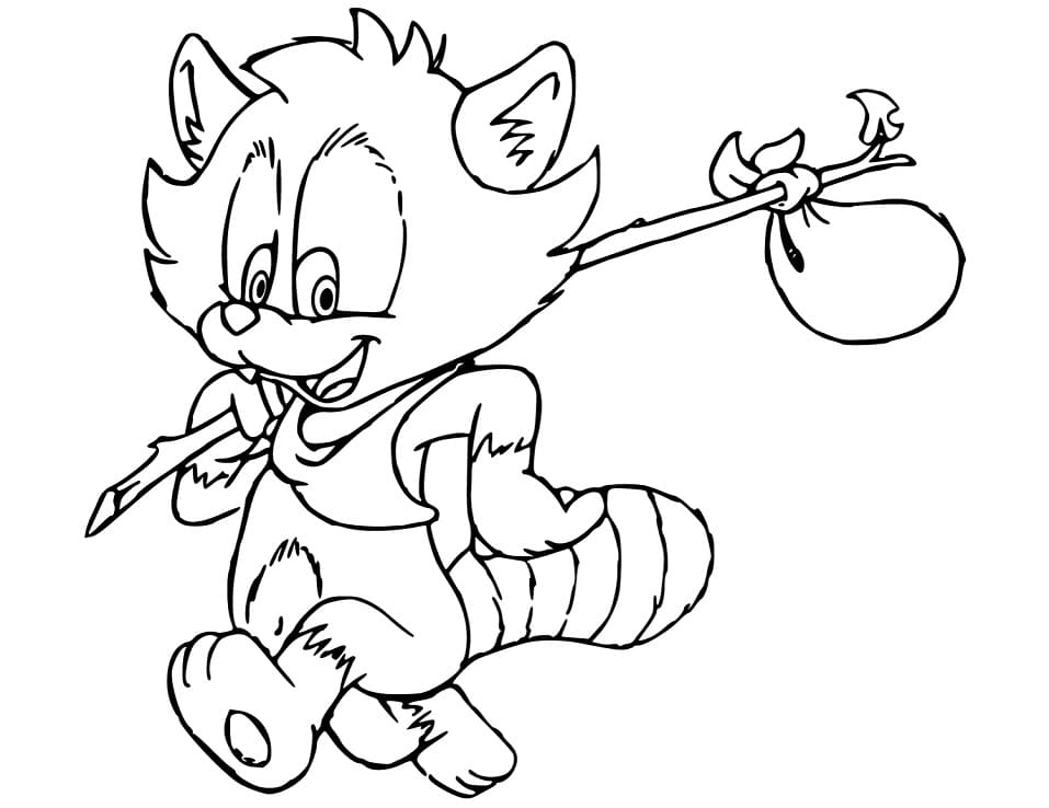 Animated Raccoon coloring page