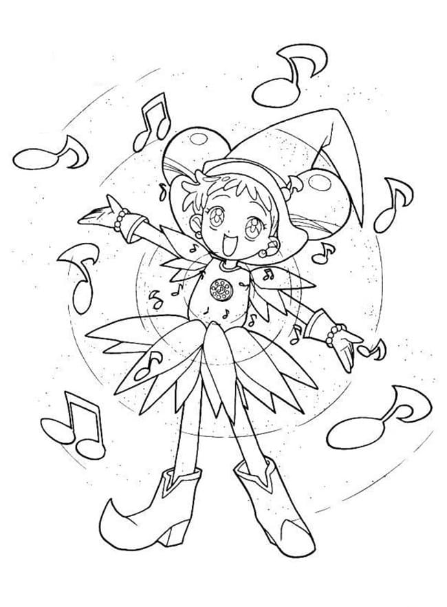 Anime Ojamajo Doremi coloring page