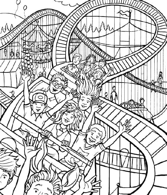 Awesome Roller Coaster coloring page