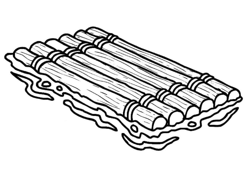 Basic Wooden Raft coloring page