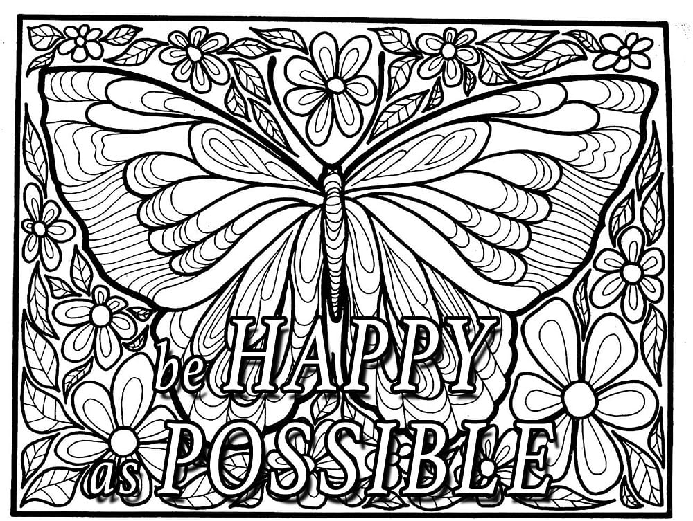 Be Happy Quote coloring page