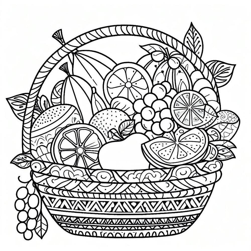 Premium AI Image | a drawing of a basket of fruit with a pineapple and  grapes.-saigonsouth.com.vn
