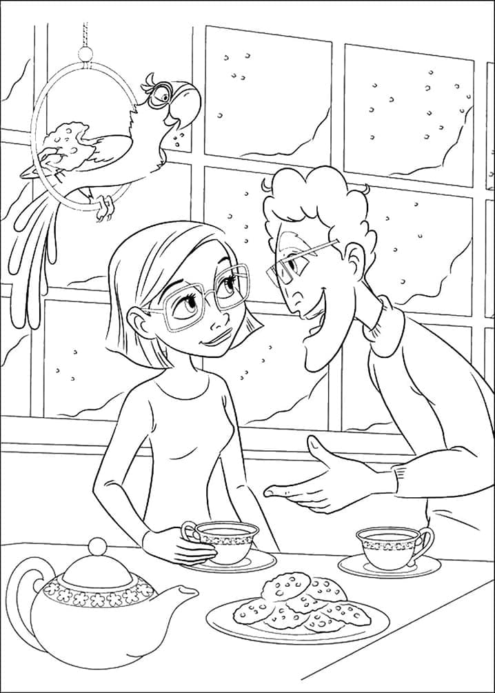 Blu with Linda and Tulio coloring page