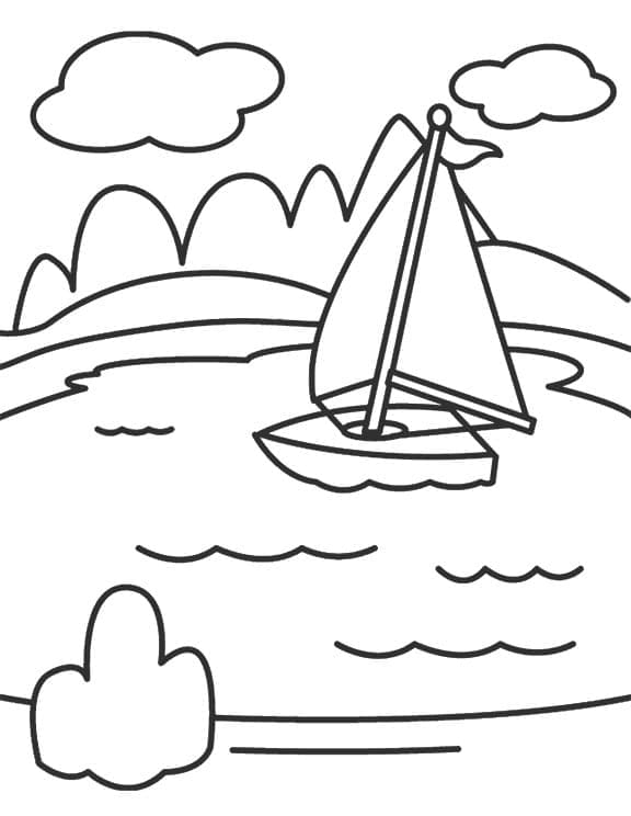 Boat on the Lake coloring page