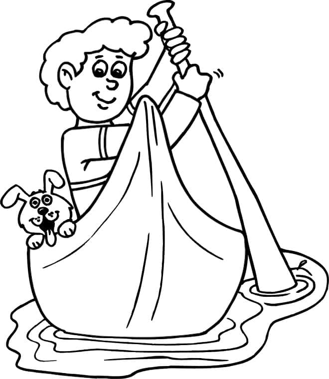 Boy is Rowing coloring page