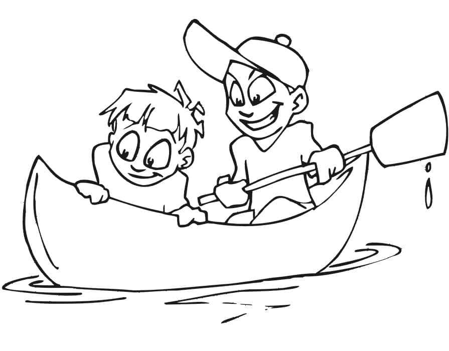 Boys are Rowing coloring page