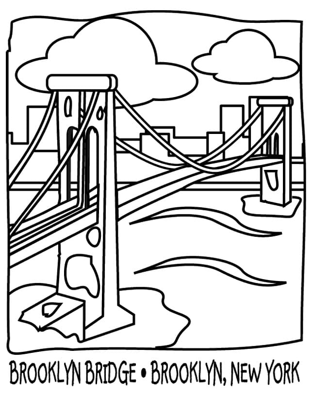 Brooklyn Bridge in New York City coloring page