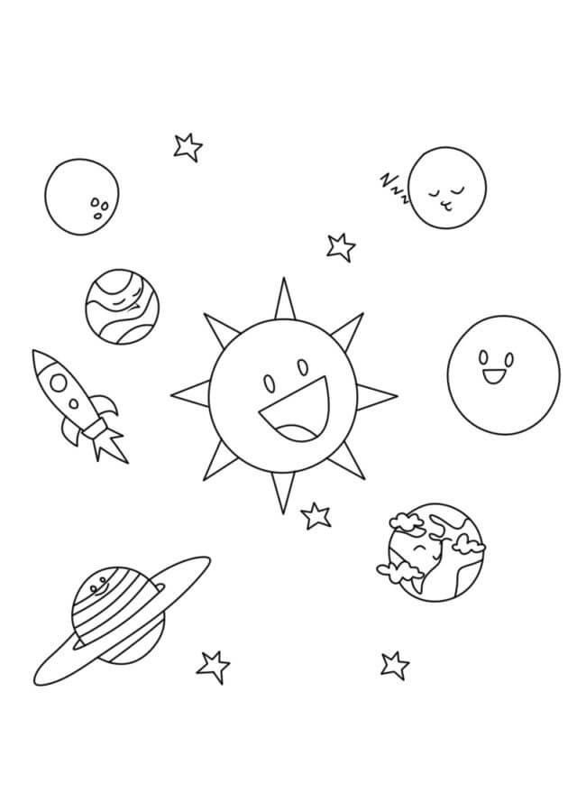 Cartoon Solar System With Stars