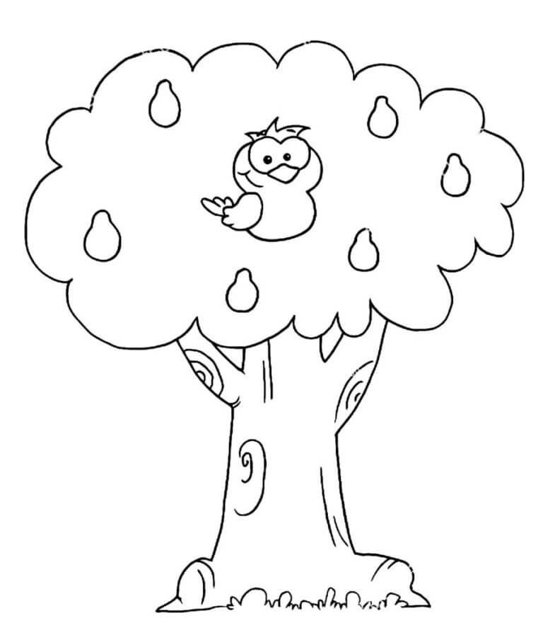 Cheerful Bird On The Tree coloring page