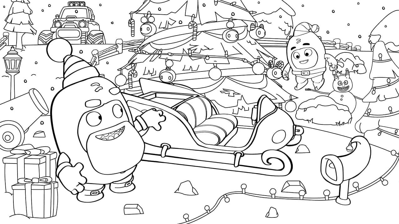 Christmas Oddbods coloring page