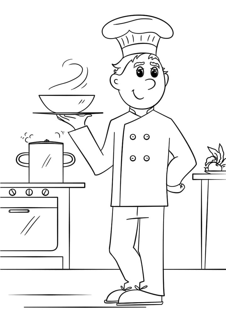 Community Helper Chef coloring page