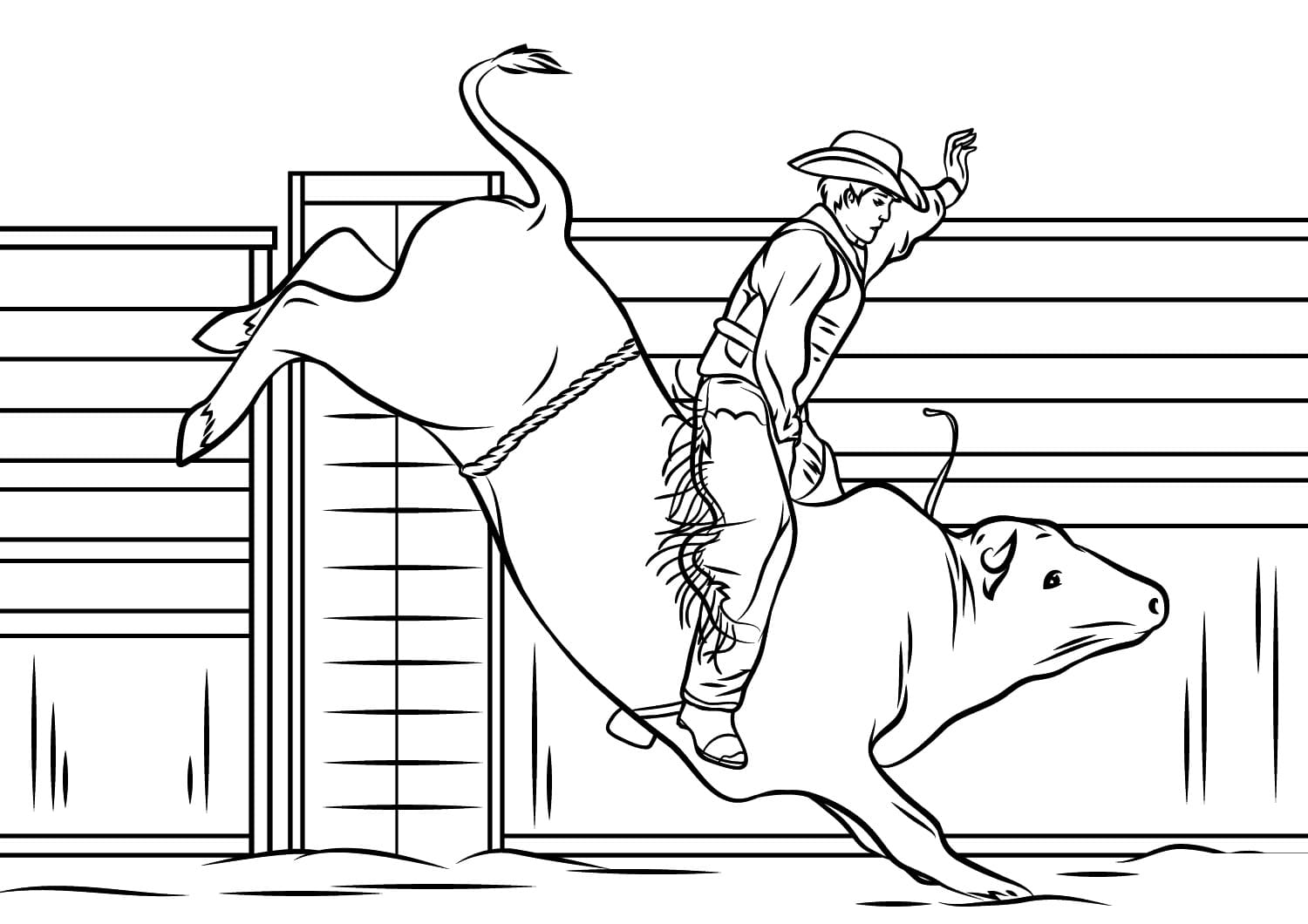 Cowboy Riding a Bull Rodeo coloring page - Download, Print or Color ...