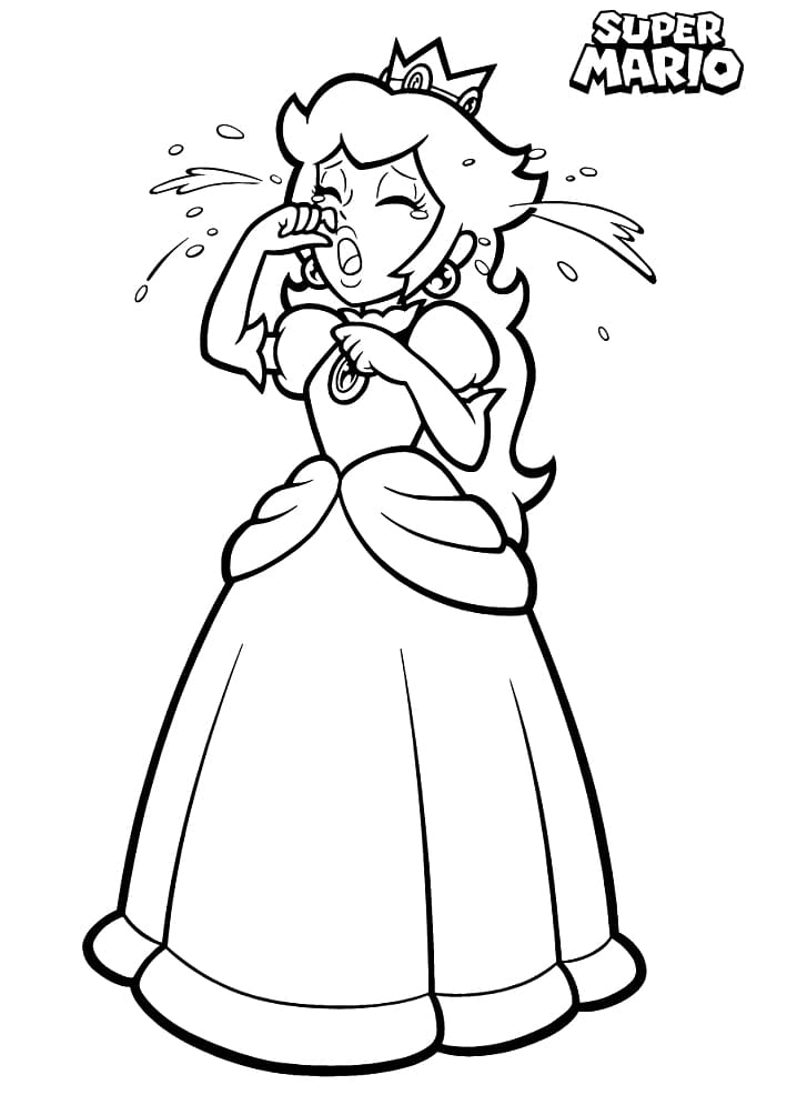 Crying Princess Peach coloring page