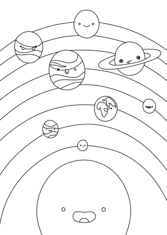 Cute Cartoon Solar System