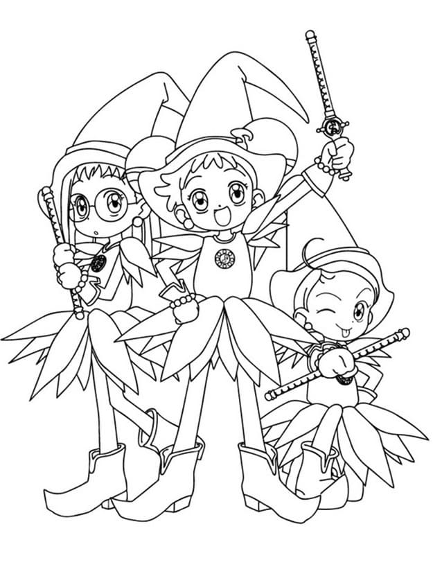 Cute Girls from Ojamajo Doremi coloring page