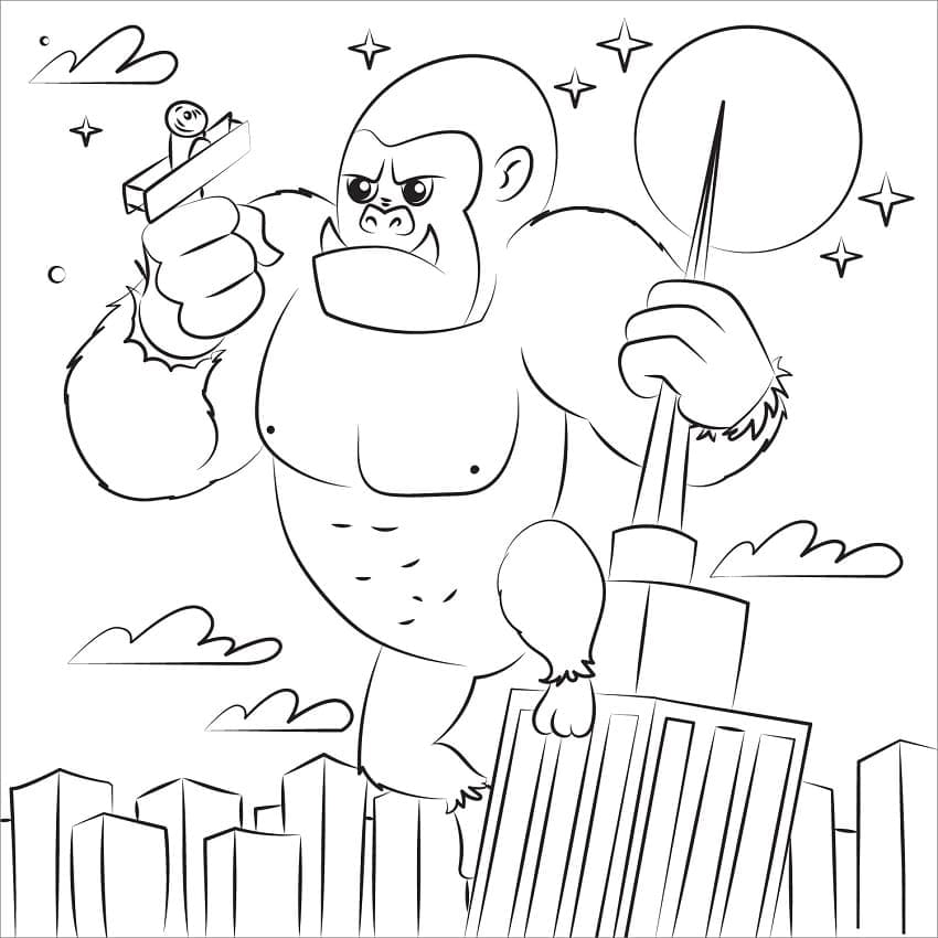 Cute King Kong coloring page