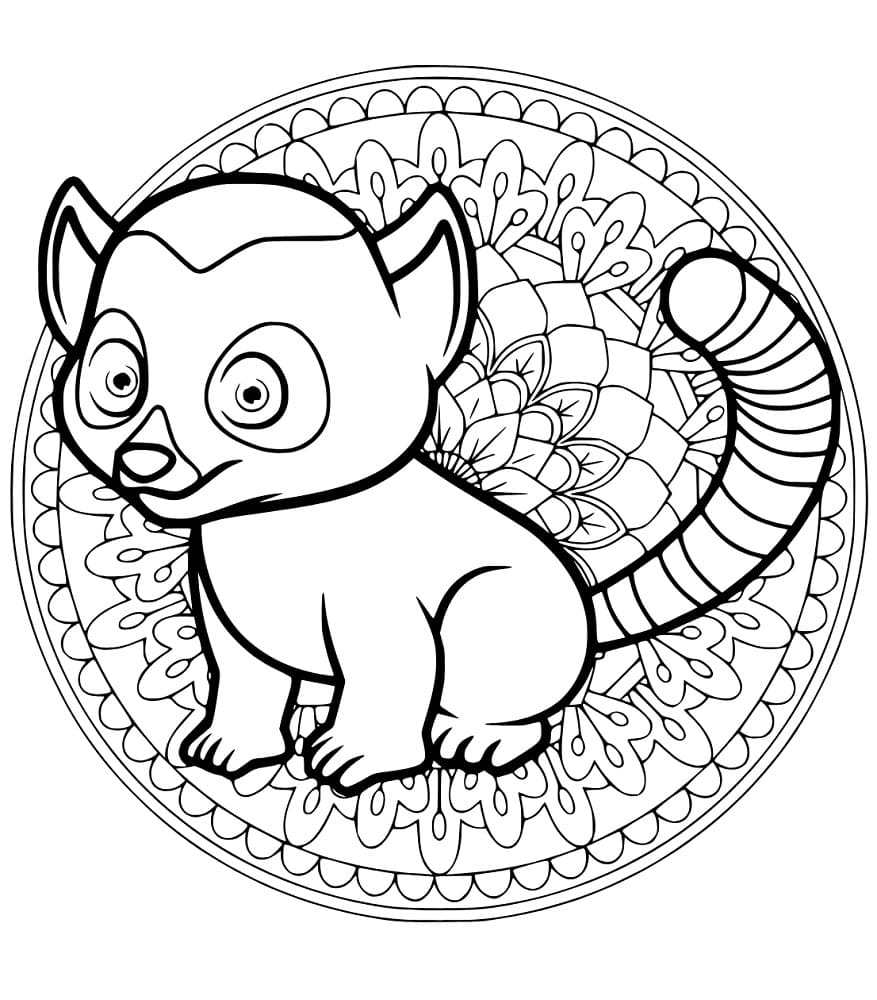 Cute Lemur Zentangle