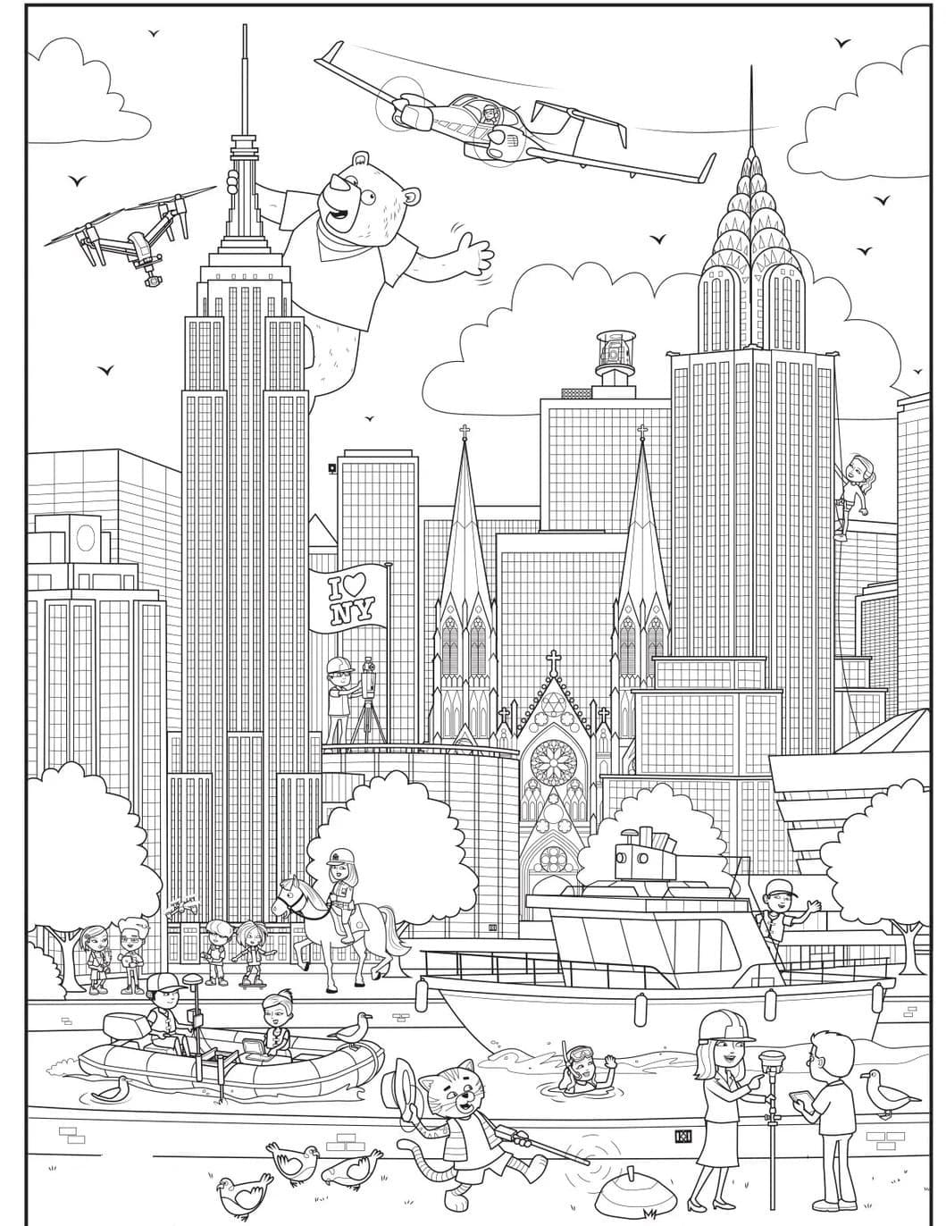 Cute New York City coloring page - Download, Print or Color Online for Free