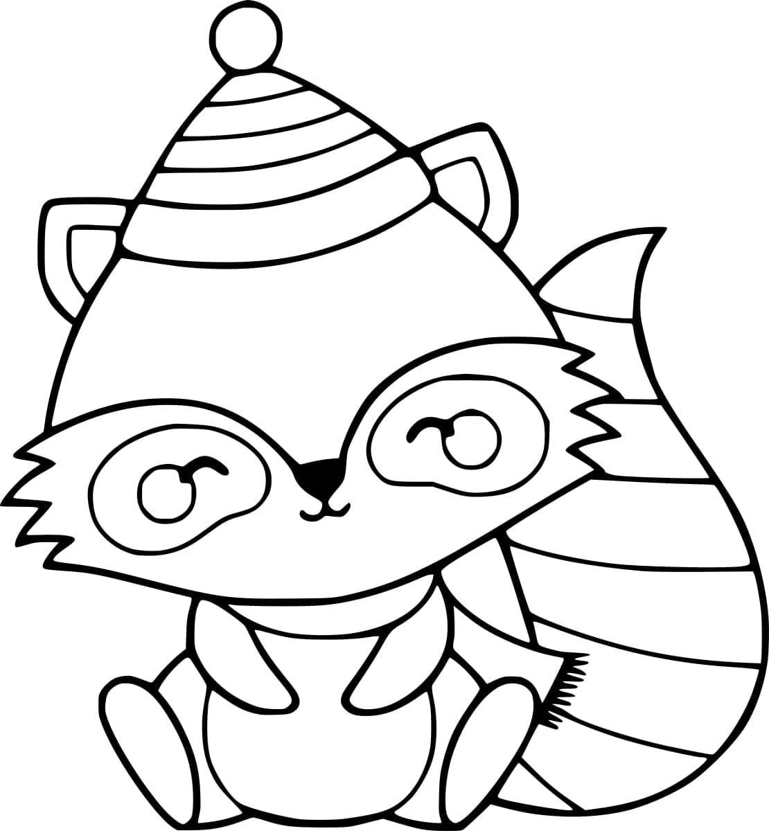 Raccoon Winter Coloring Page for Adults and Kids - Easy Peasy and Fun
