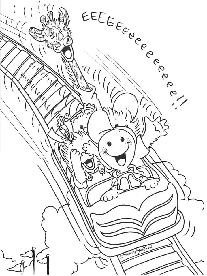 Cute Roller Coaster coloring page