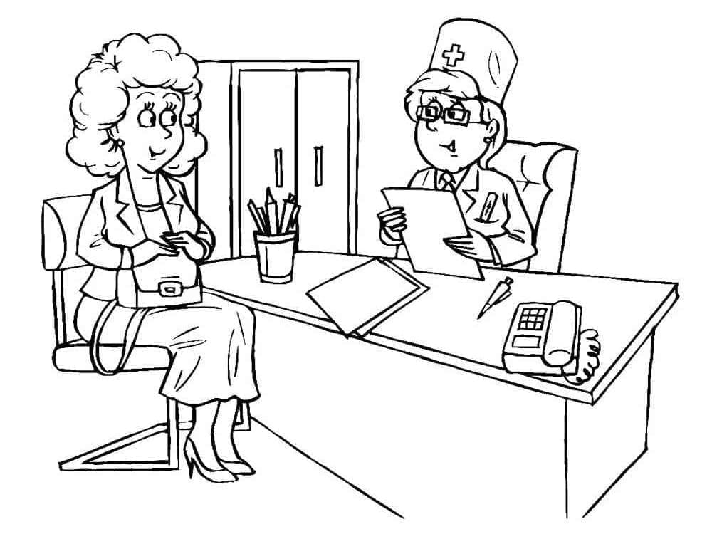 Doctor with Patient coloring page