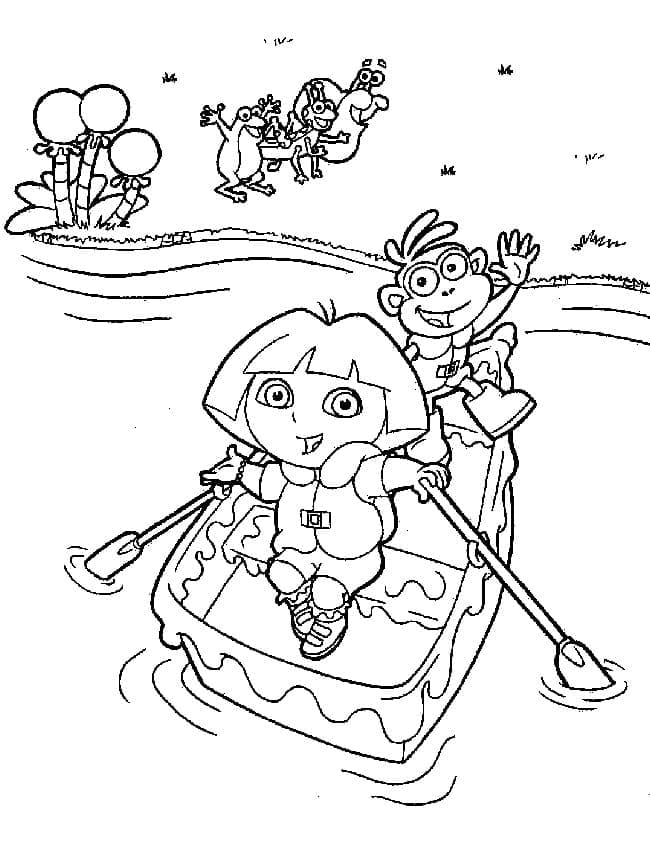 Dora is Rowing coloring page