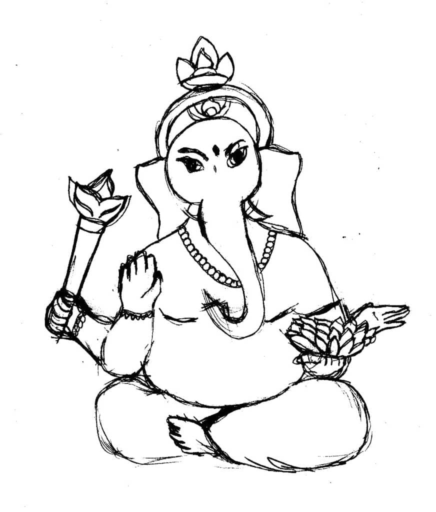 Drawing of Ganesha coloring page