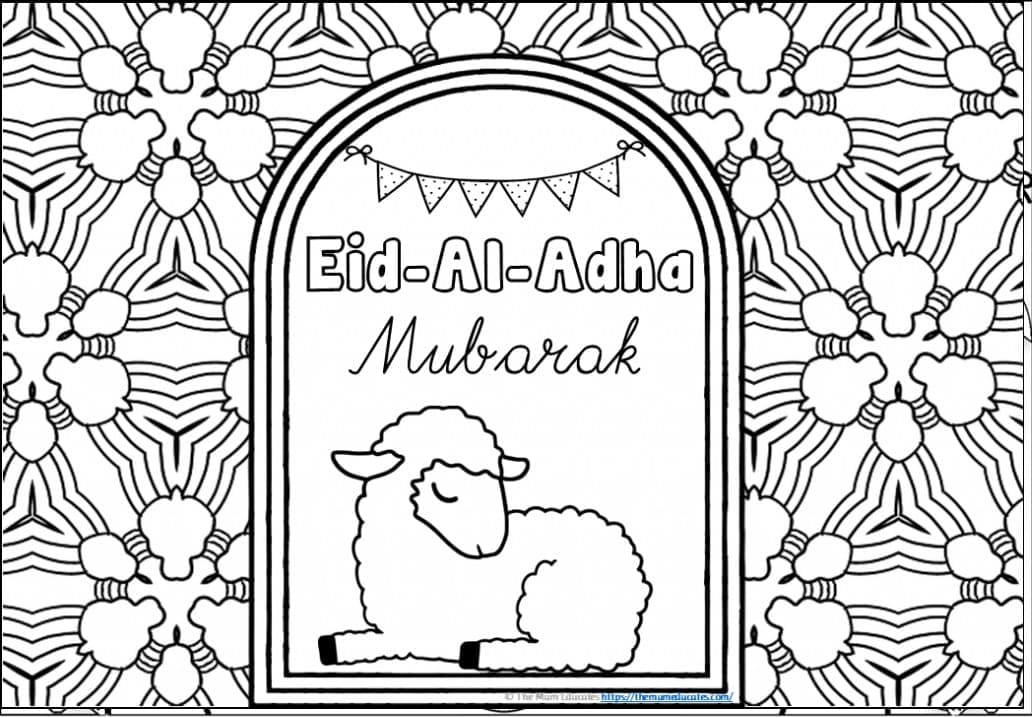 Eid al-Adha Mubarak Free coloring page