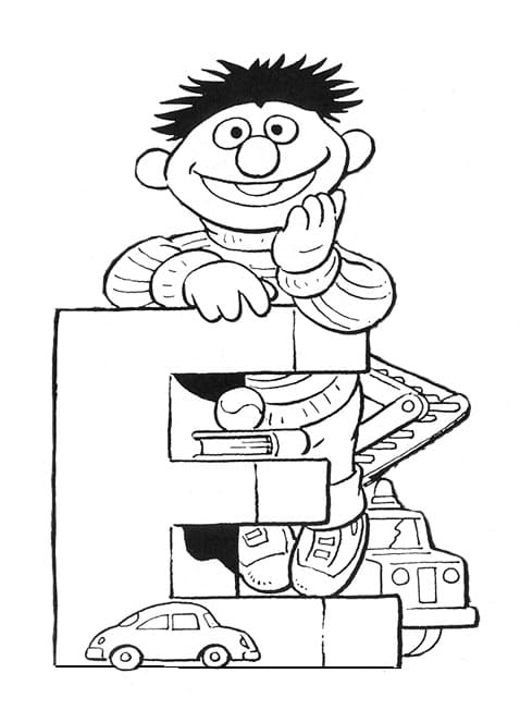 Ernie and Letter E coloring page