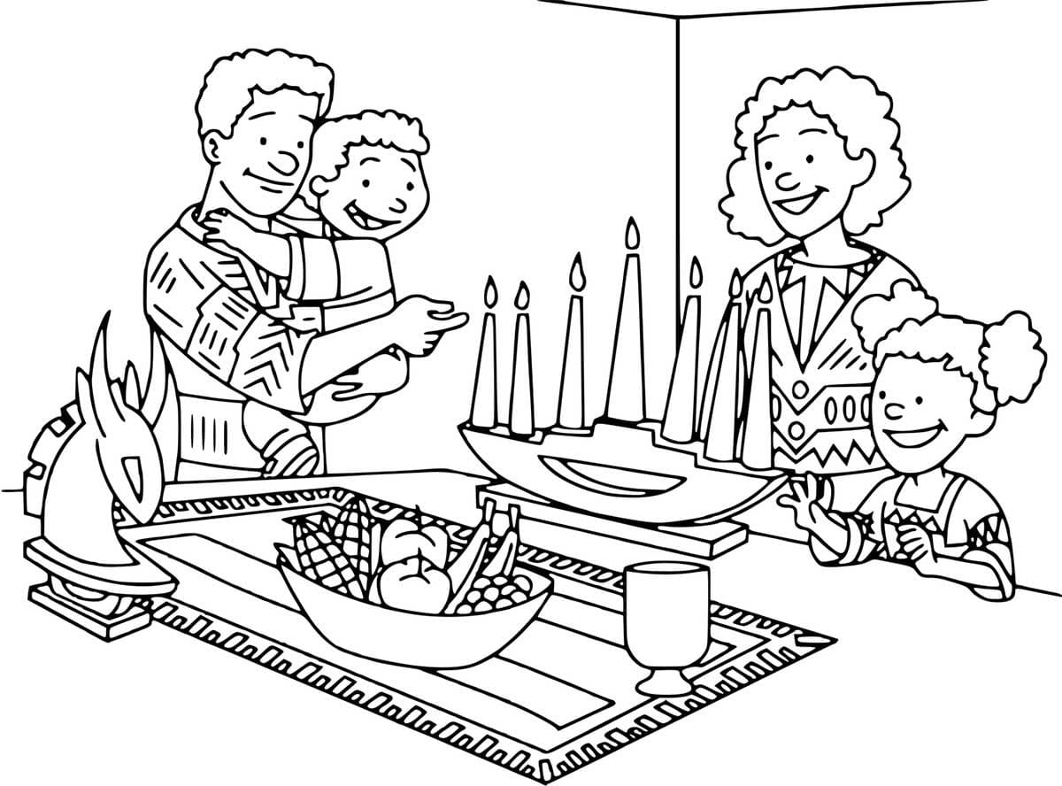 Family At Kwanzaa coloring page - Download, Print or Color Online for Free