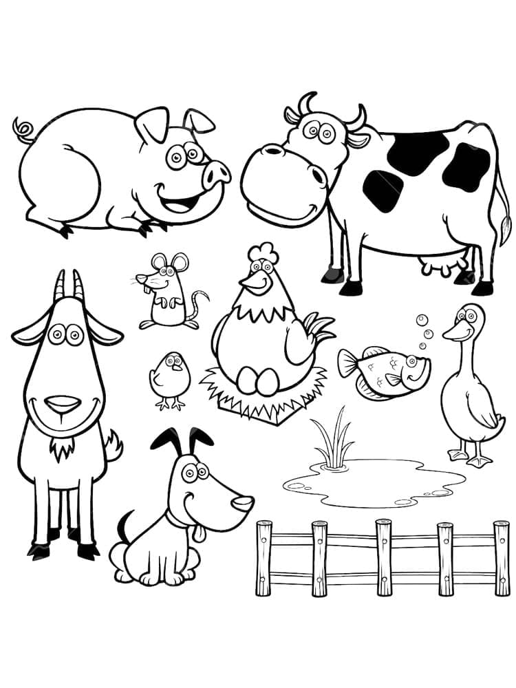 Farm Animals Free Printable coloring page Download Print or Color
