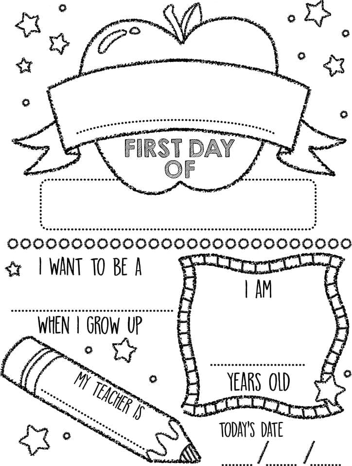 First Day of School Image coloring page