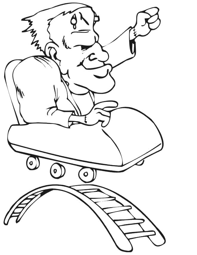 Frankenstein on Roller Coaster coloring page