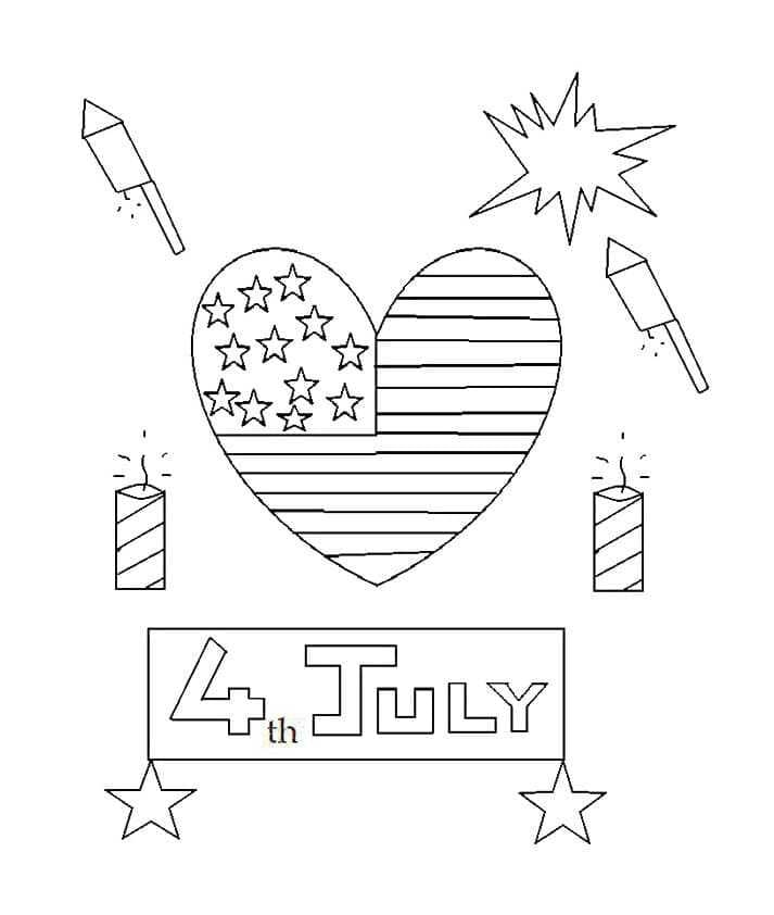 Free Drawing of 4th of July coloring page