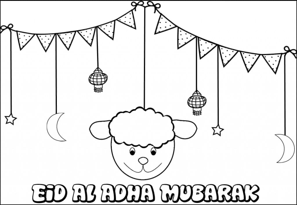 Free Printable Eid al-Adha Mubarak coloring page