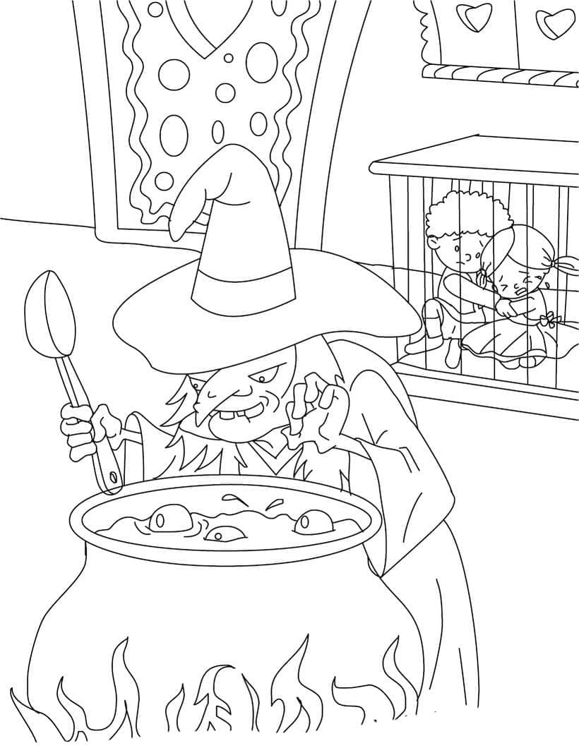 Free Printable Hansel and Gretel coloring page