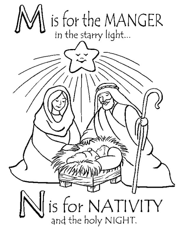 Free Printable Nativity coloring page