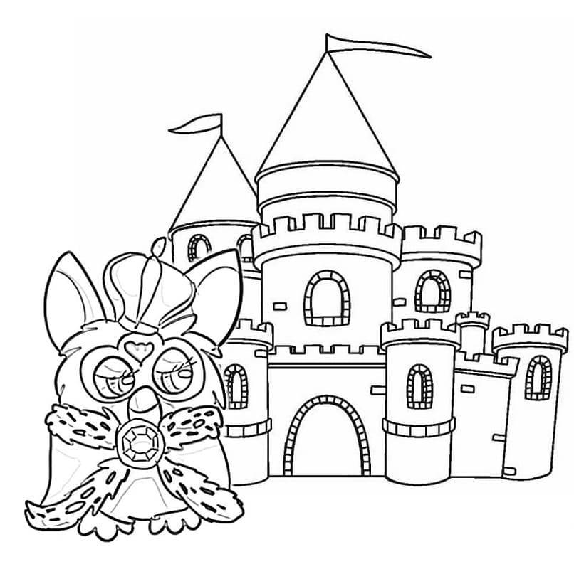 Furby and Castle coloring page