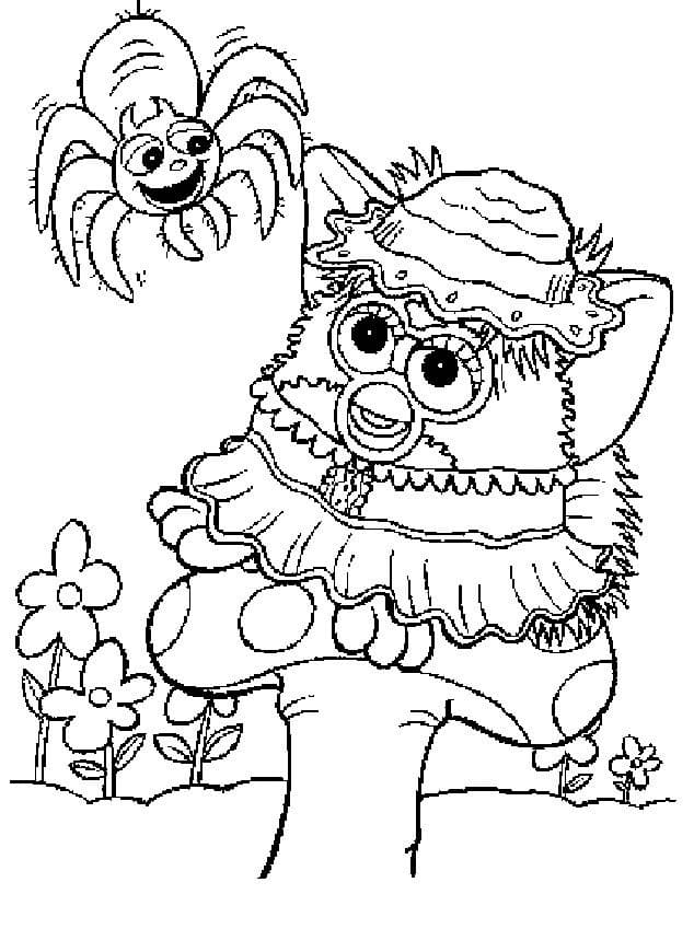 Furby and Spider coloring page