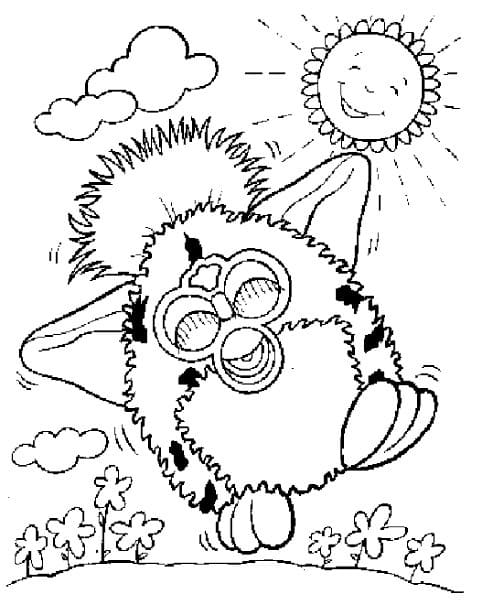 Furby and Sun coloring page