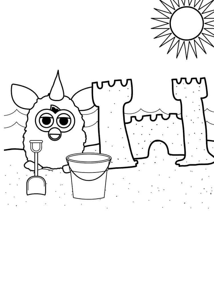 Furby on the Beach coloring page