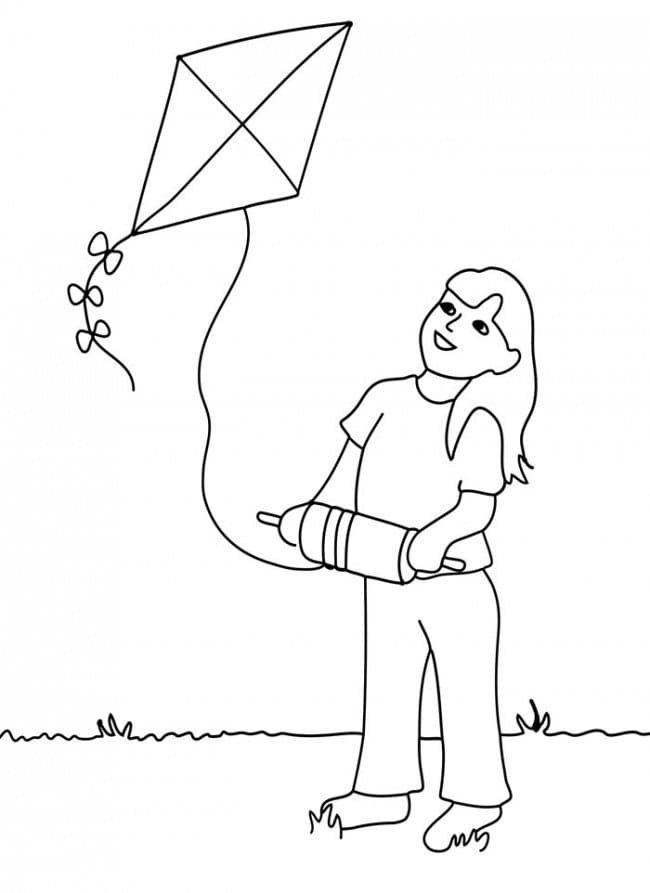 Girl is Flying Kite