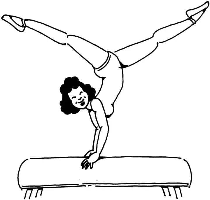 Girl on Pommel Horse Gymnastics coloring page