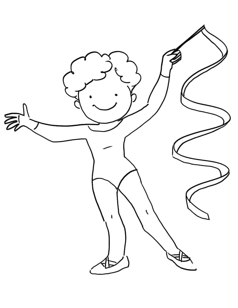 Girl with Rhythmic Gymnastics coloring page