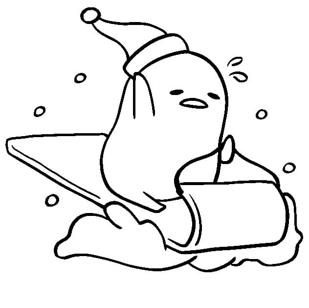 Gudetama on sled coloring page - Download, Print or Color Online for Free