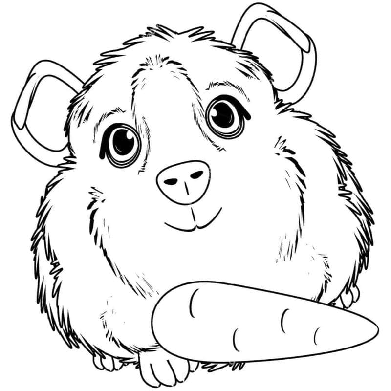 Guinea Pig with A Carrot coloring page